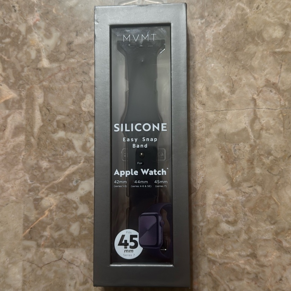 MVMT NWT Silicone Easy Snap Band for Apple Watch - Black